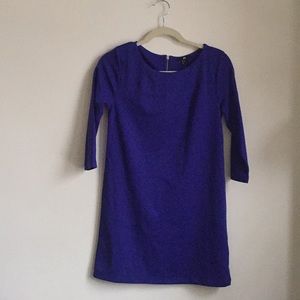 Blue half sleeve shift dress.